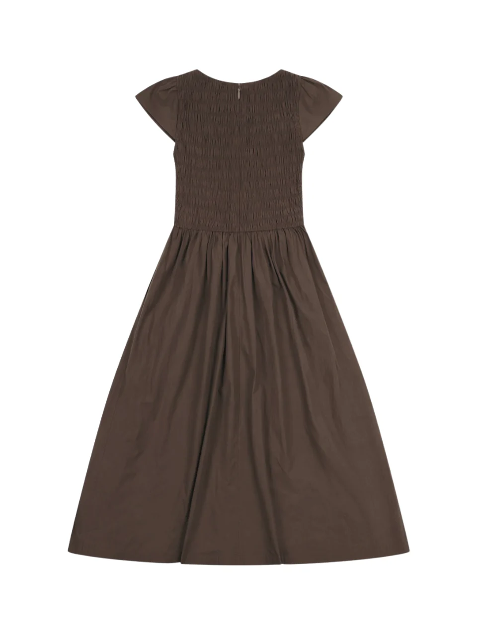 'ELIZABETH' SHIRRED BODICE SHORT SLEEVE MIDAXI DRESS BROWN - Image 6