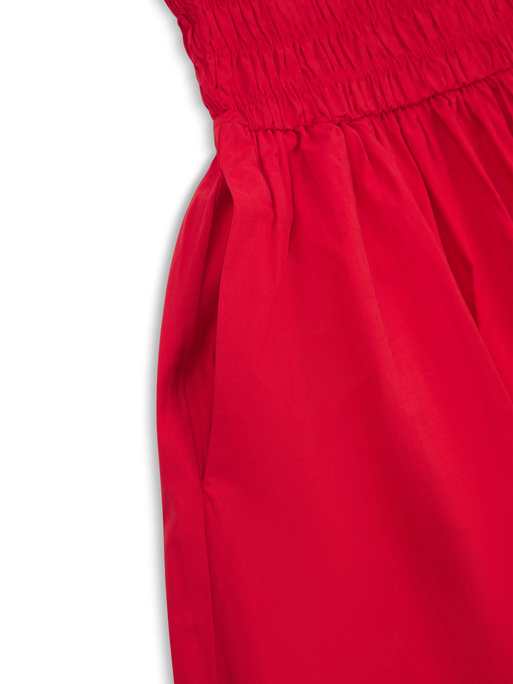 'ELIZABETH' SHIRRED BODICE SHORT SLEEVE MIDAXI DRESS RED - Image 7