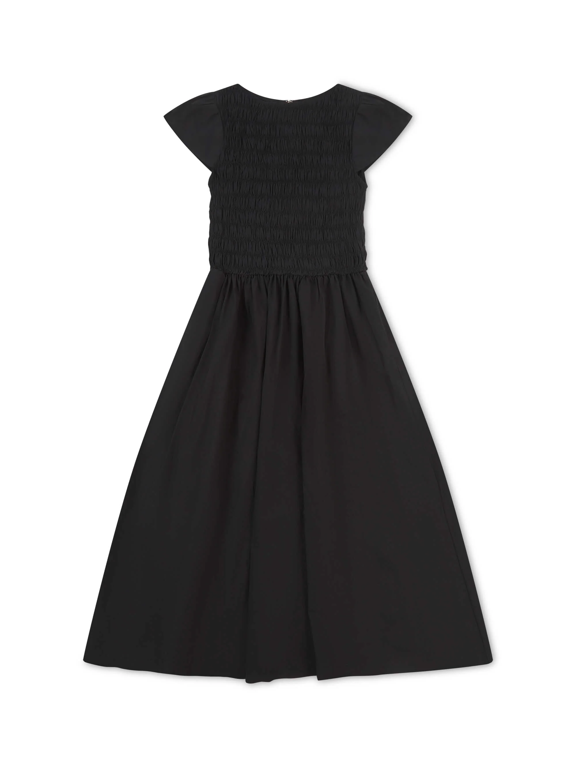 'ELIZABETH' SHIRRED BODICE SHORT SLEEVE MIDAXI DRESS BLACK - Image 6