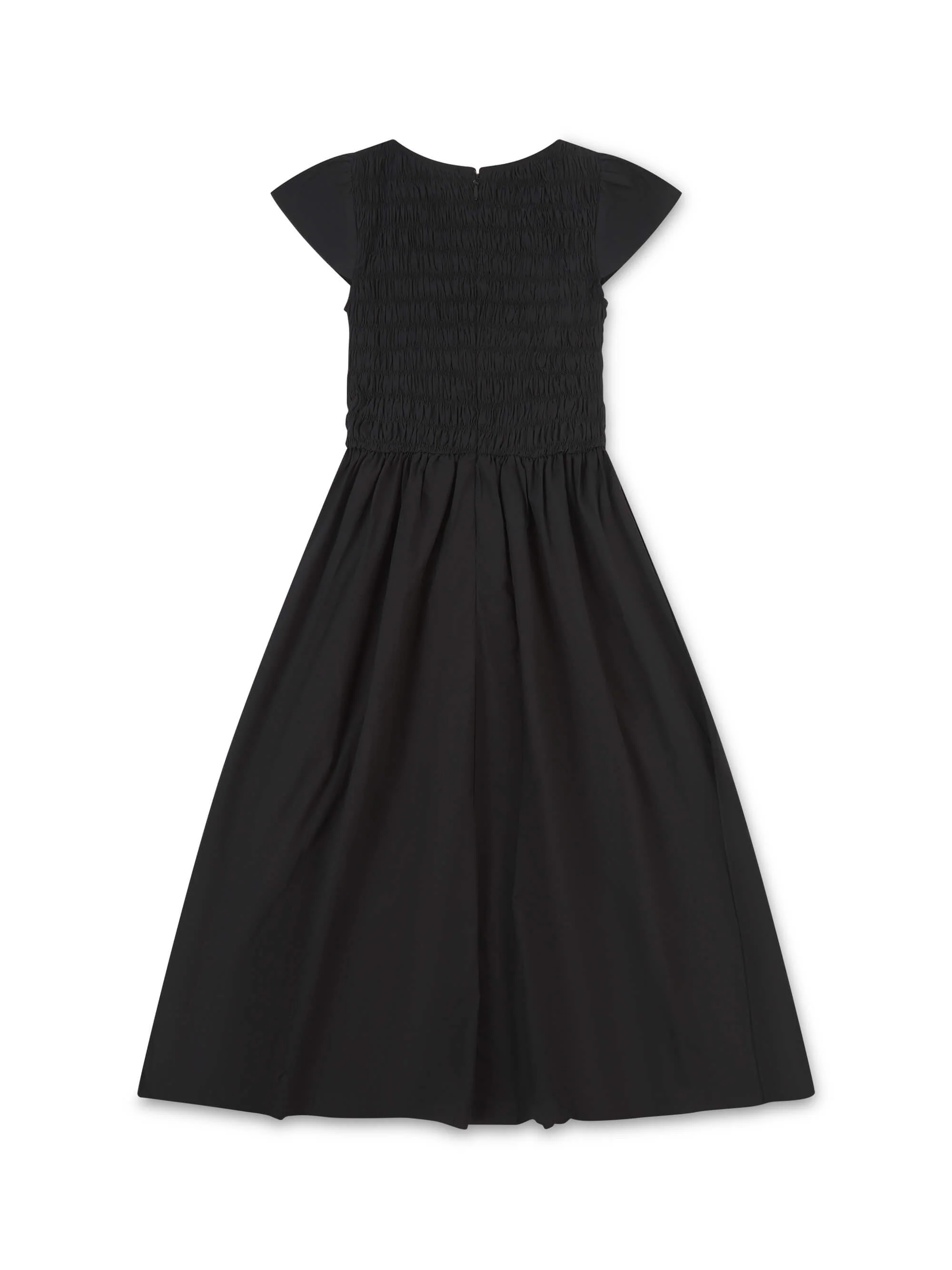 'ELIZABETH' SHIRRED BODICE SHORT SLEEVE MIDAXI DRESS BLACK - Image 7