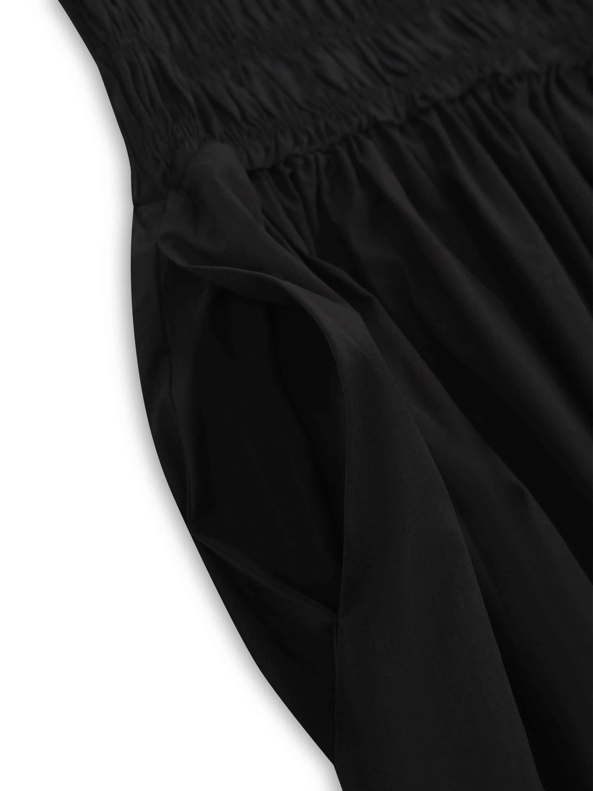 'ELIZABETH' SHIRRED BODICE SHORT SLEEVE MIDAXI DRESS BLACK - Image 9