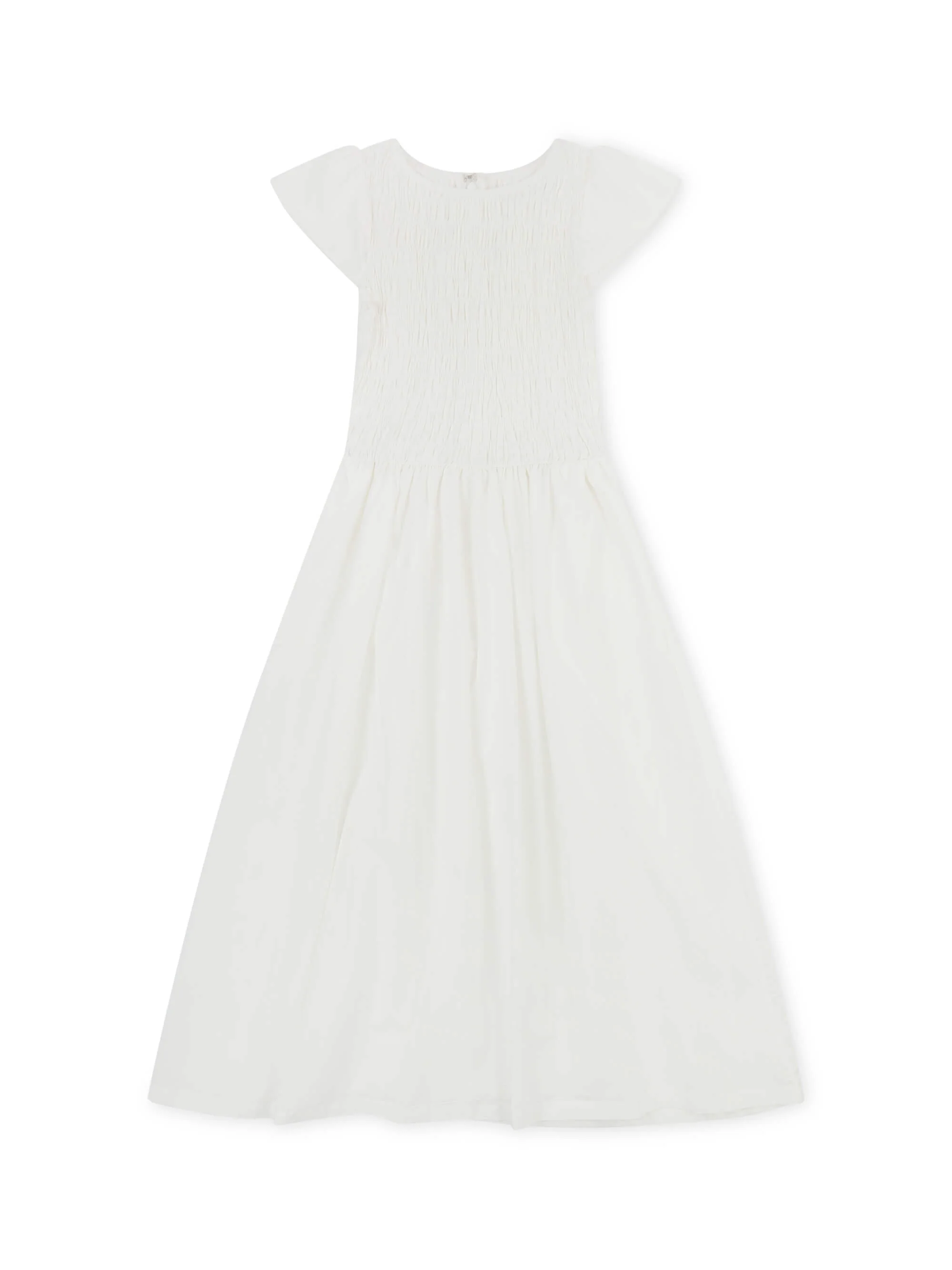 'ELIZABETH' SHIRRED BODICE SHORT SLEEVE MIDAXI DRESS WHITE - Image 6