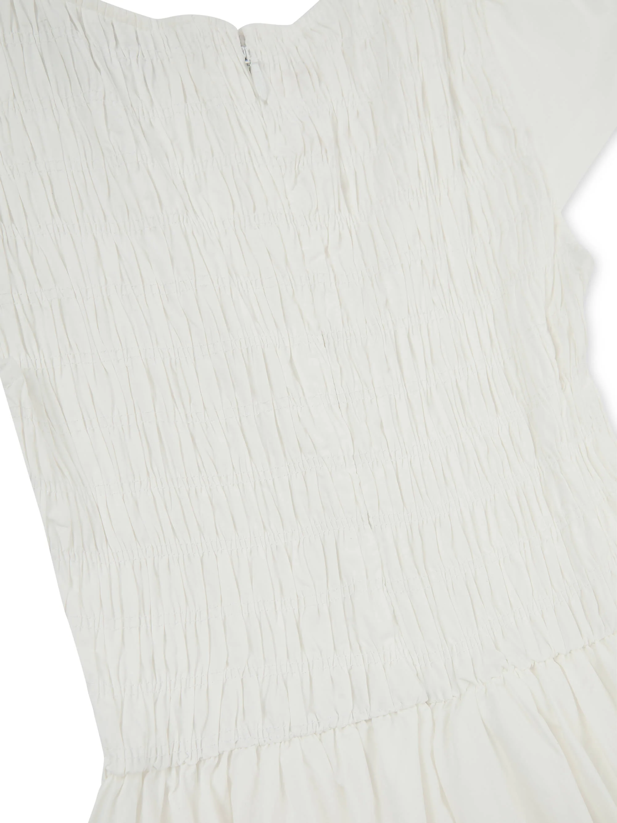 'ELIZABETH' SHIRRED BODICE SHORT SLEEVE MIDAXI DRESS WHITE - Image 8