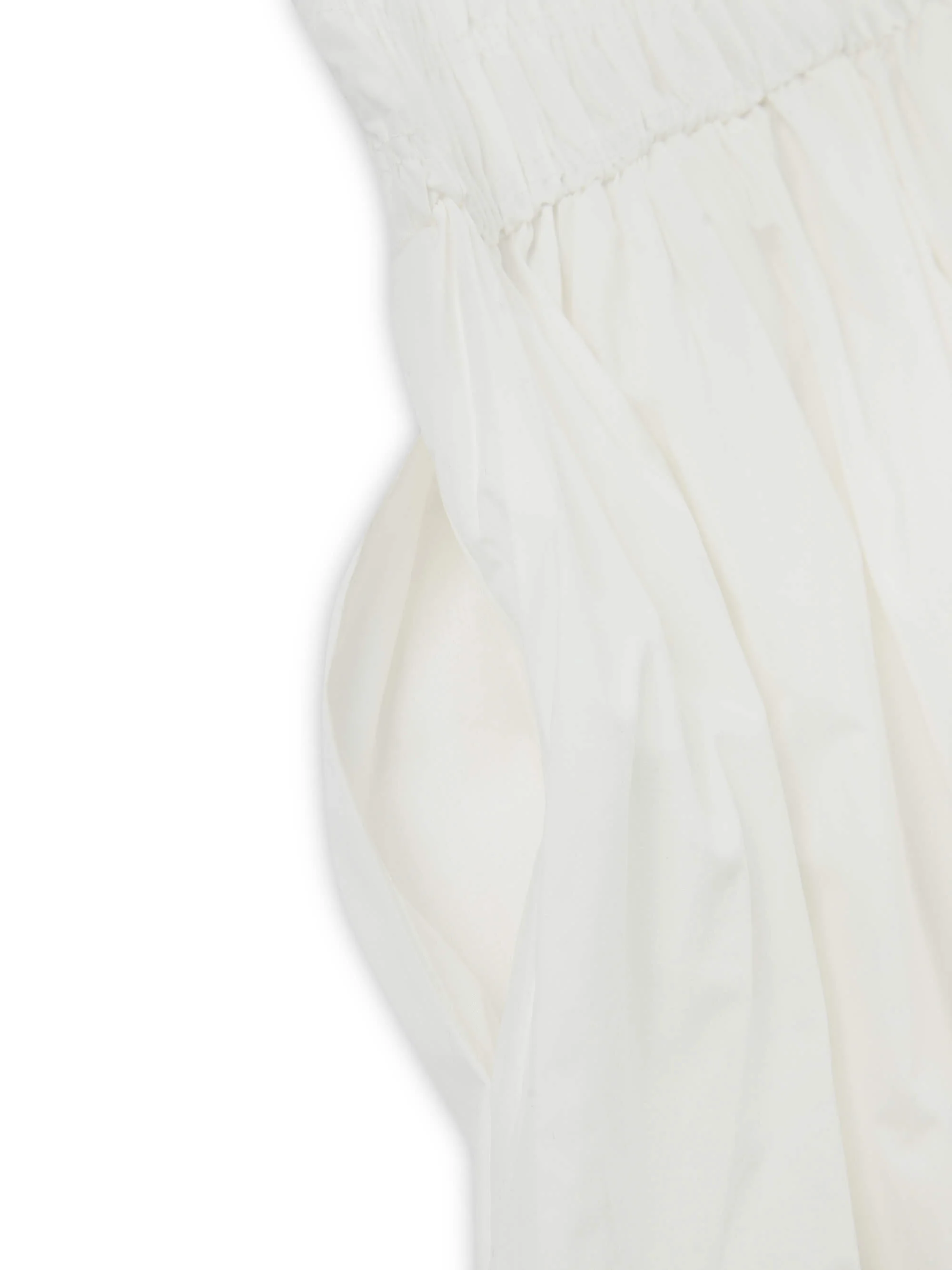 'ELIZABETH' SHIRRED BODICE SHORT SLEEVE MIDAXI DRESS WHITE - Image 9